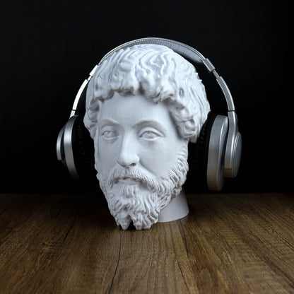 Marcus Aurelius Headphone Holder, Head Statue, Desktop Decor Headphone Stand, Bust
