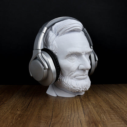 Abraham Lincoln Head Statue, Headphone Holder, Desktop Decor Headphone Stand Bust