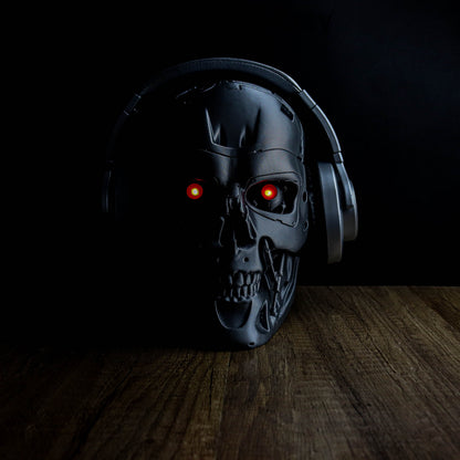 Terminator Endoskeleton Headphone Holder, Skull T-800 LED Bust, Headset Stand