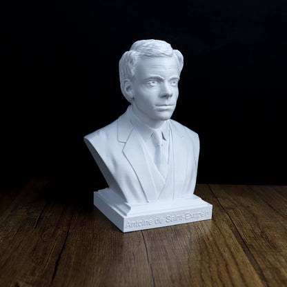 Antoine de Saint-Exupéry Bust, French Literary Sculpture for Bookshelf and Home Decor