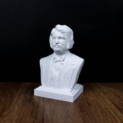 Honoré de Balzac Bust, French Writer Sculpture for Bookshelf & Literary Decor